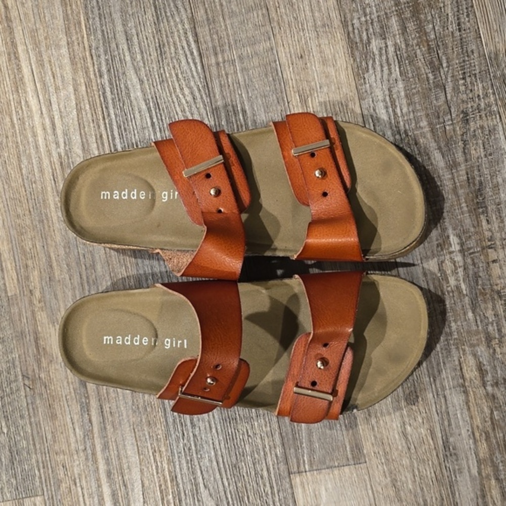 Madden Girl Women's Brown Slides‎ Sandals Size 6.5​